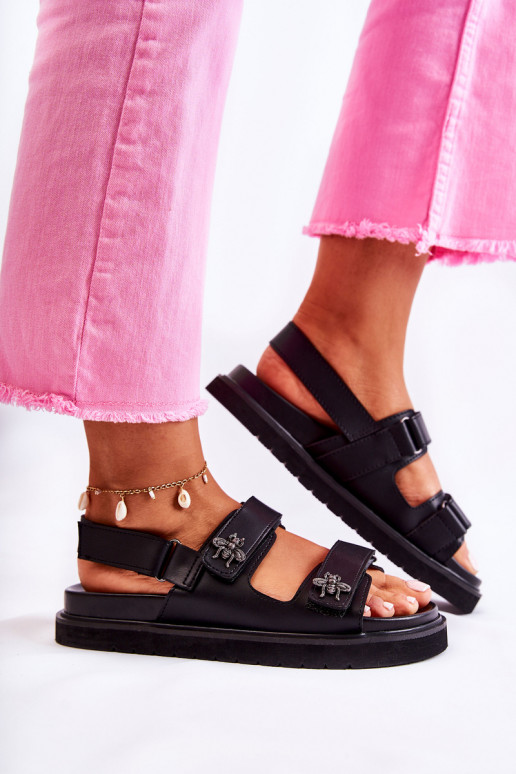 Moteriškas Moteriškos basutės su ornamentais juodos spalvos Elly