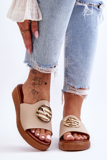 Moteriškas Šlepetės su ornamentais smėlio spalvos Secrets 2