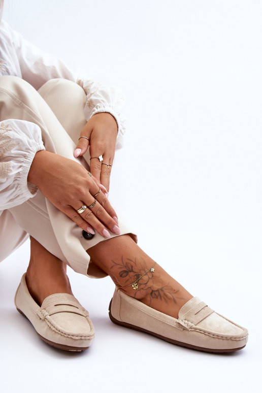 Elegantiški zomšiniai mokasinai smėlio spalvos Lenvie