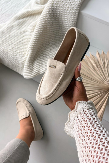 moteriški mokasinaisuTai turižam aukso spalvosm Detalem smėlio spalvos Sarivelle