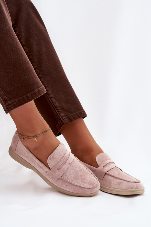 moteriški mokasinaisuiš eko zomšosu rožinės spalvos Renelia