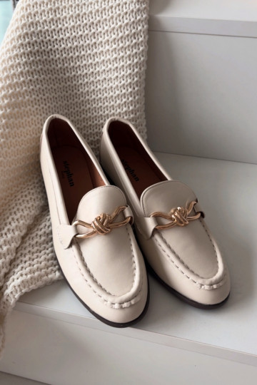 Mokasinai Moteriškas Su puošniais Detalem dramblio kaulo spalvos Rosynne 2