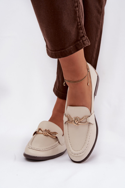 Mokasinai Moteriškas Su puošniais Detalem dramblio kaulo spalvos Rosynne