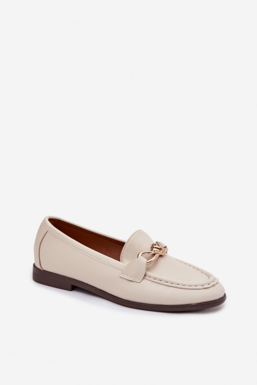 Mokasinai Moteriškas Su puošniais Detalem dramblio kaulo spalvos Rosynne