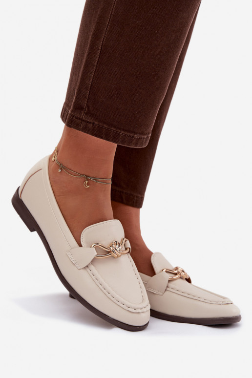 Mokasinai Moteriškas Su puošniais Detalem dramblio kaulo spalvos Rosynne