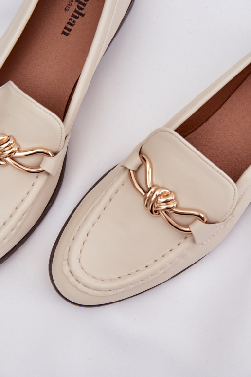 Mokasinai Moteriškas Su puošniais Detalem dramblio kaulo spalvos Rosynne