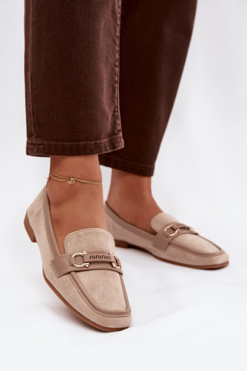Mokasinai Mokasinai Moteriškas Su puošniais Elementas smėlio spalvos Evelora 2