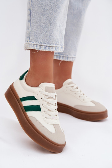 Sneakers modelio batai Moteriškas su platforma iš eko odos Baltos-žalios spalvos Elaraven 2