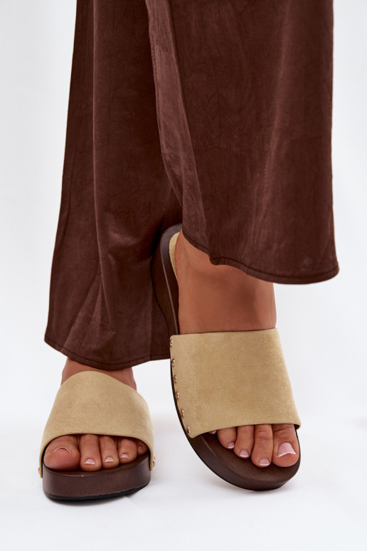 Moteriškos šlepetės Ze aukso spalvosmi Smeigės geltonos spalvos Ferinna