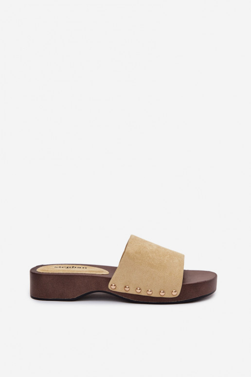 Moteriškos šlepetės Ze aukso spalvosmi Smeigės geltonos spalvos Ferinna