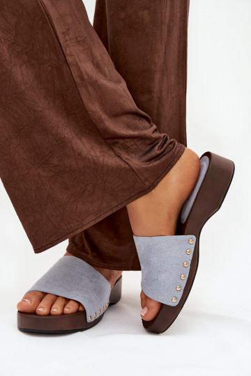 Moteriškos šlepetės Ze aukso spalvosmi Smeigės mėlynos spalvos Ferinna