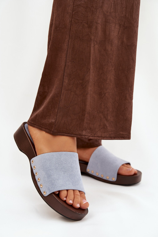 Moteriškos šlepetės Ze aukso spalvosmi Smeigės mėlynos spalvos Ferinna