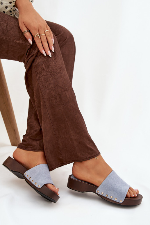 Moteriškos šlepetės Ze aukso spalvosmi Smeigės mėlynos spalvos Ferinna