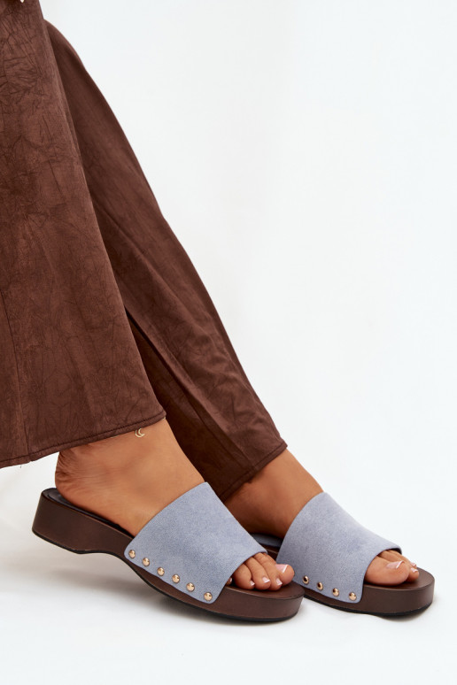 Moteriškos šlepetės Ze aukso spalvosmi Smeigės mėlynos spalvos Ferinna