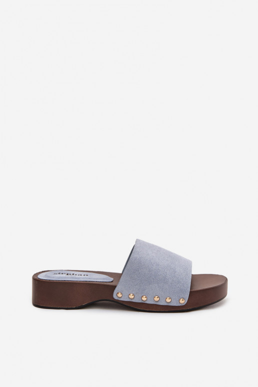 Moteriškos šlepetės Ze aukso spalvosmi Smeigės mėlynos spalvos Ferinna