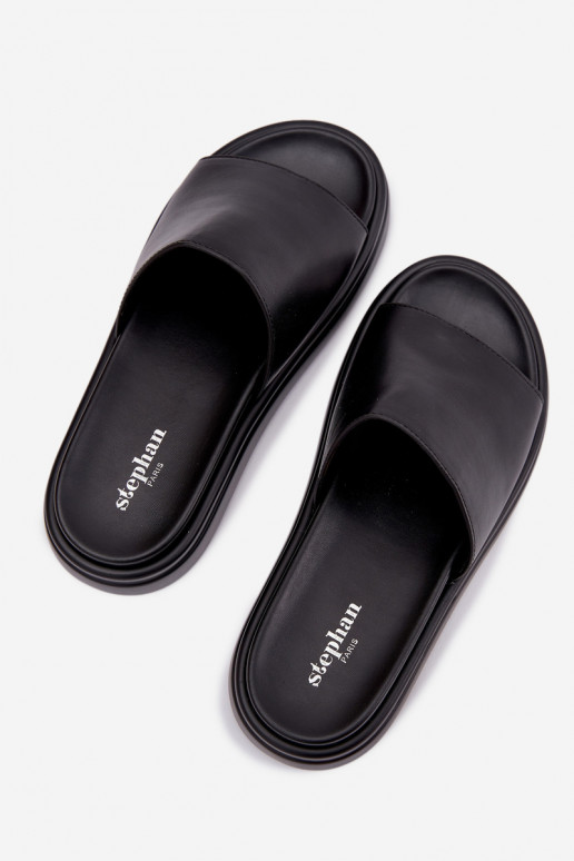 Moteriškos šlepetės su platforma juodos spalvos Tanelisse