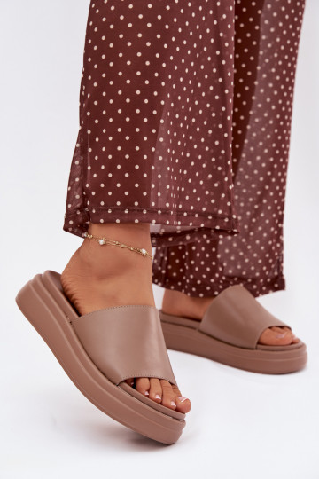 Moteriškos šlepetės su platforma smėlio spalvos Tanelisse