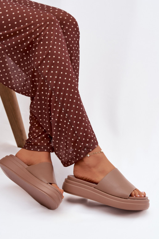 Moteriškos šlepetės su platforma smėlio spalvos Tanelisse