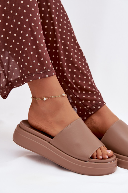 Moteriškos šlepetės su platforma smėlio spalvos Tanelisse