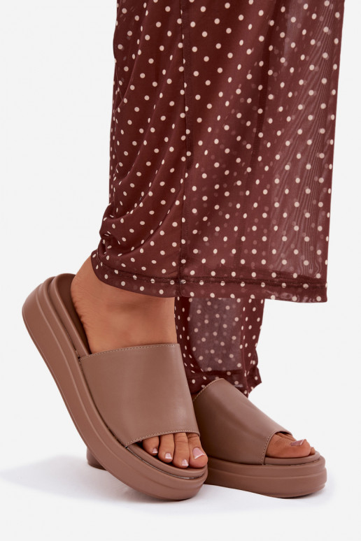 Moteriškos šlepetės su platforma smėlio spalvos Tanelisse