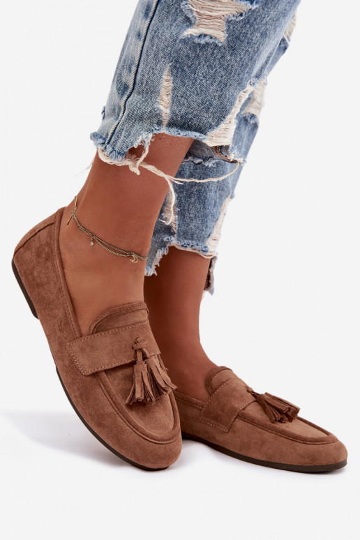 Mokasinai Moteriškas butas su kutais rudos spalvos Tai turirilisse