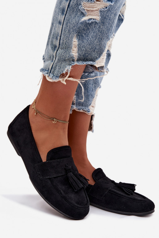 Mokasinai Moteriškas butas su kutais juodos spalvos Tai turirilisse