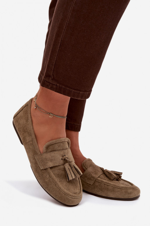 Mokasinai Moteriškas butas su kutais žalios spalvos Tai turirilisse