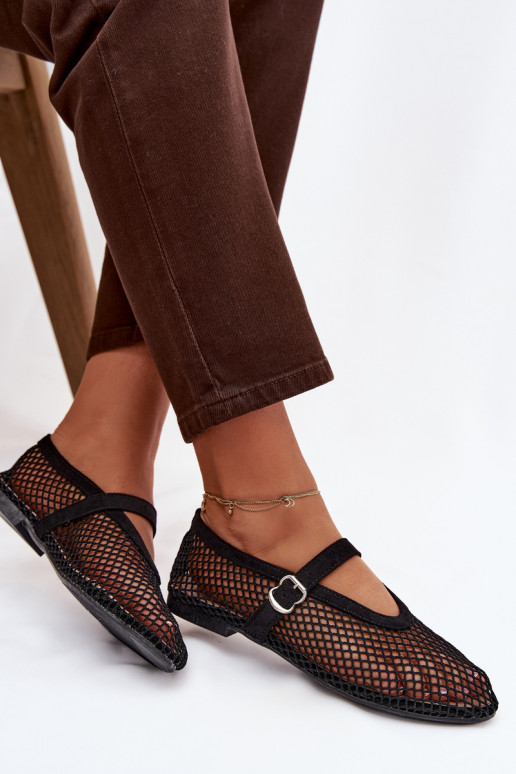 Tinklelis Balerinos su dirželiais juodos spalvos Pherina