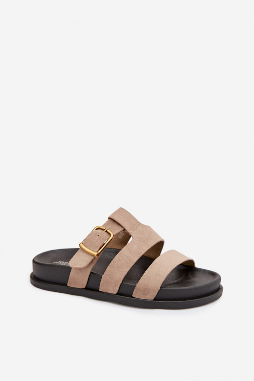 Moteriškos šlepetės su juostelėmis I Złotą su sagtimis smėlio spalvos Ulirissa