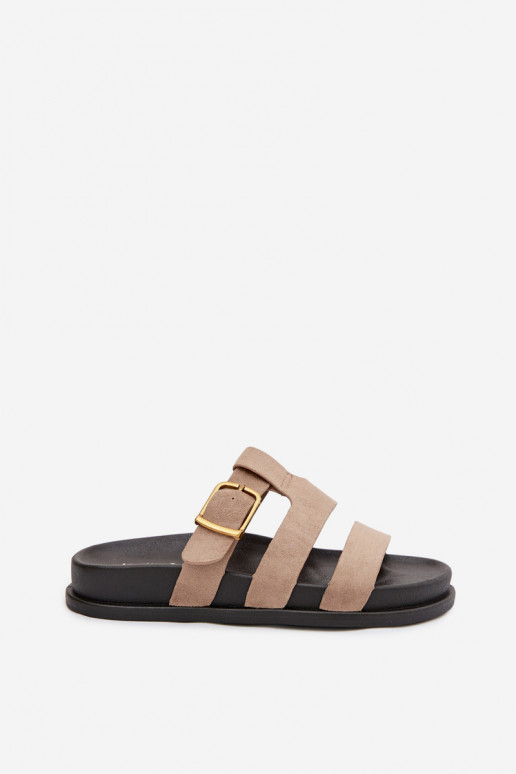 Moteriškos šlepetės su juostelėmis I Złotą su sagtimis smėlio spalvos Ulirissa