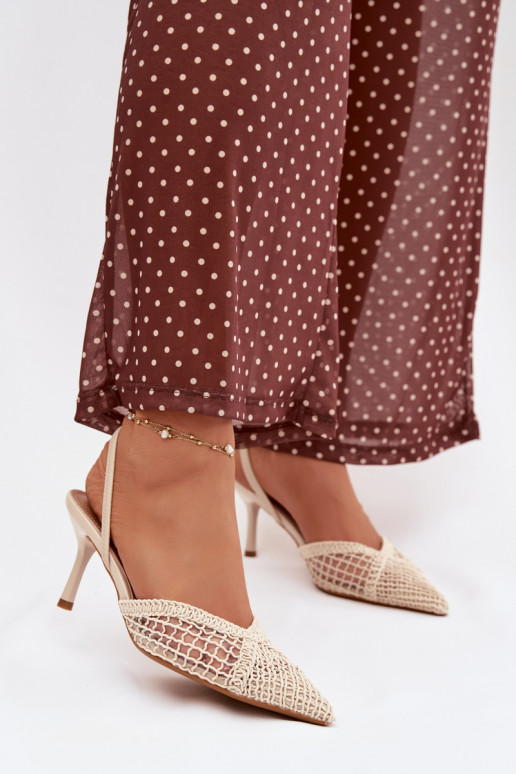 basutės su ažūro elementais su plonais kulniukais dramblio kaulo spalvos Hanelis