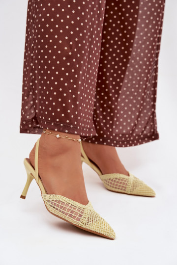 basutės su ažūro elementais su plonais kulniukais geltonos spalvos Hanelis 2