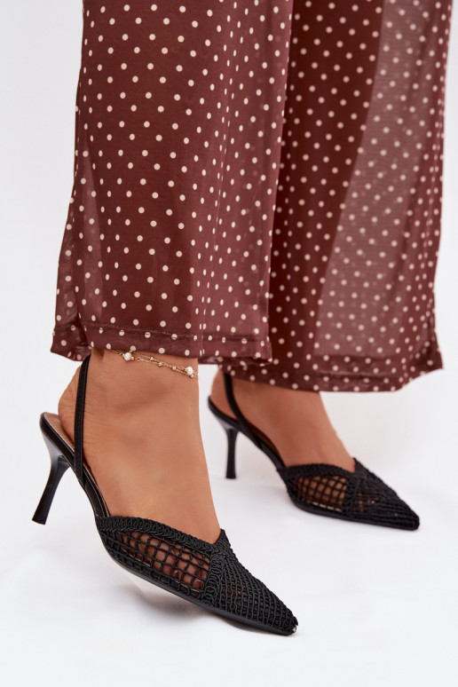 basutės su ažūro elementais su plonais kulniukais juodos spalvos Hanelis