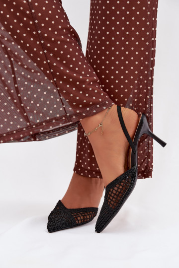 basutės su ažūro elementais su plonais kulniukais juodos spalvos Hanelis 2