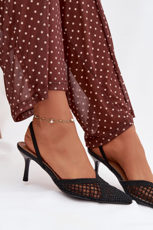 basutės su ažūro elementais su plonais kulniukais juodos spalvos Hanelis