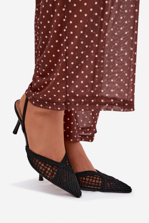 basutės su ažūro elementais su plonais kulniukais juodos spalvos Hanelis