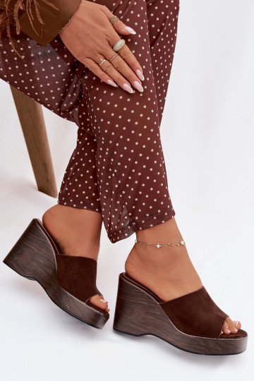 Moteriškos šlepetės Ant platformos CzekoladoĮe Ravelia