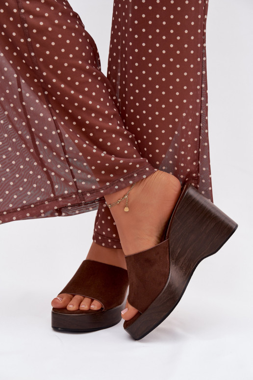 Moteriškos šlepetės Ant platformos CzekoladoĮe Ravelia