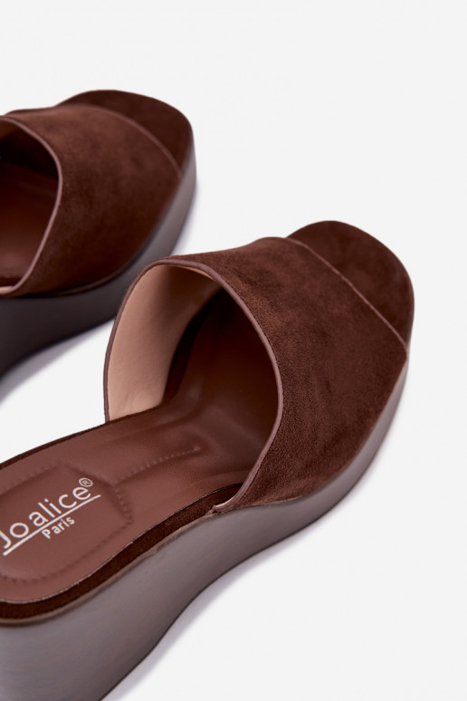 Moteriškos šlepetės Ant platformos CzekoladoĮe Ravelia