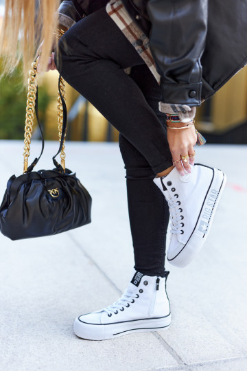 Aukštos platformos sportbačiai Big Star II274014 baltos spalvos