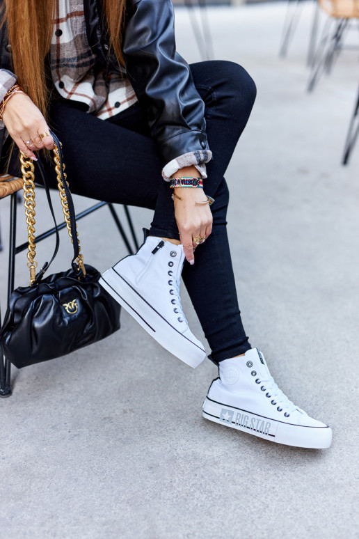 Aukštos platformos sportbačiai Big Star II274014 baltos spalvos