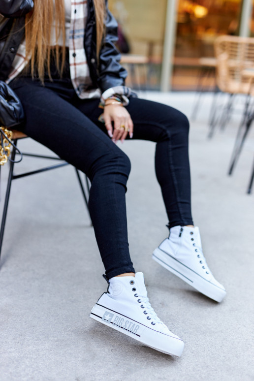 Aukštos platformos sportbačiai Big Star II274014 baltos spalvos