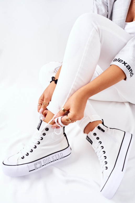 Aukštos platformos sportbačiai Big Star II274014 baltos spalvos