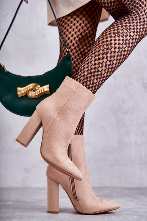 Elegantiško stiliaus Zomšiniai aulinukai ant kulno smėlio spalvos Ettany