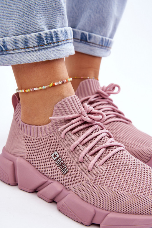 Moteriškas  Sneakers modelio batai Memory Foam System Big Star JJ274266 rožinės spalvos