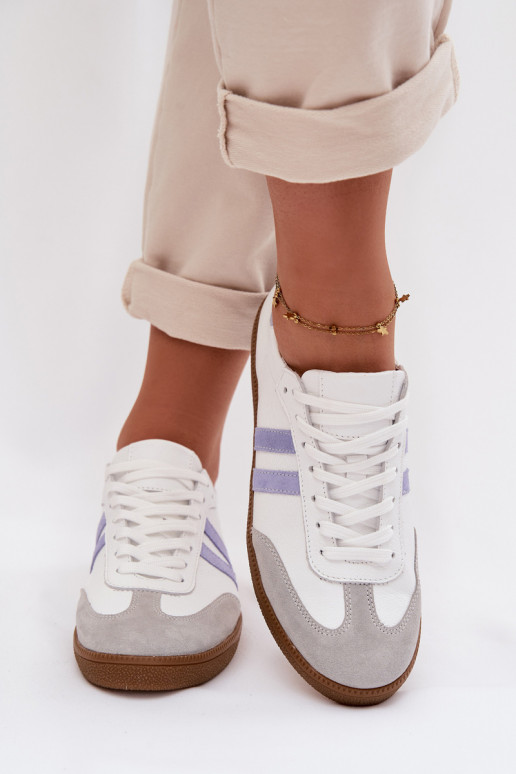 Zazoo N1068 Oda Žemas Sneakers modelio batai Moteriškas Baltos-mėlynos spalvos