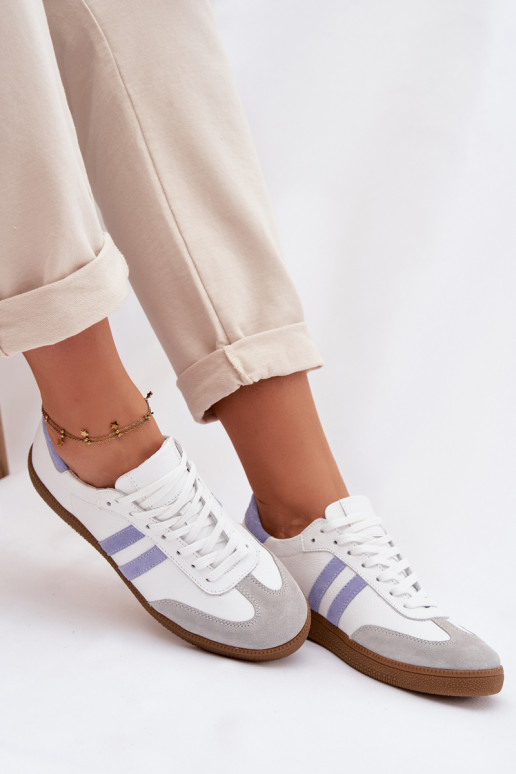 Zazoo N1068 Oda Žemas Sneakers modelio batai Moteriškas Baltos-mėlynos spalvos