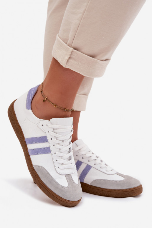 Zazoo N1068 Oda Žemas Sneakers modelio batai Moteriškas Baltos-mėlynos spalvos