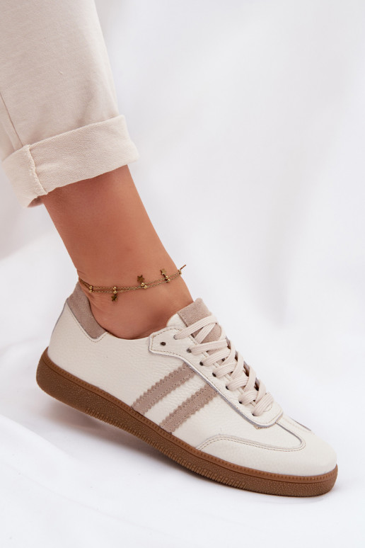 Zazoo N1068 Oda Žemas Sneakers modelio batai Moteriškas smėlio spalvos