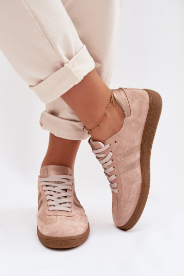 Zazoo N1068 iš zomšos Žemas Sneakers modelio batai Moteriškas rožinės spalvos